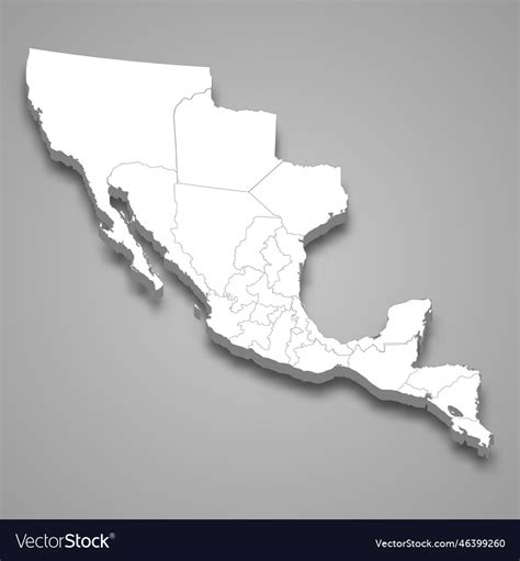 3d Isometric Map Of Mexican Empire Isolated Vector Image