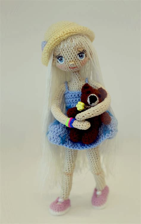 Кукла Полинка с мишкой Вязаные игрушки Мастер классы схемы описание