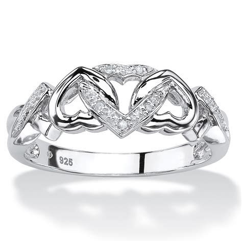 Diamond Accent Interlocking Hearts Promise Ring In Platinum Over