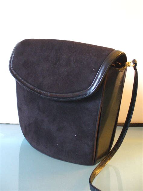 Vintage Frenchy Of California Black Suede And Leather Purse By