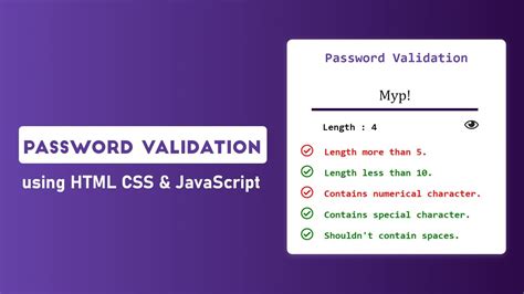 Password Validation Using HTML CSS JavaScript