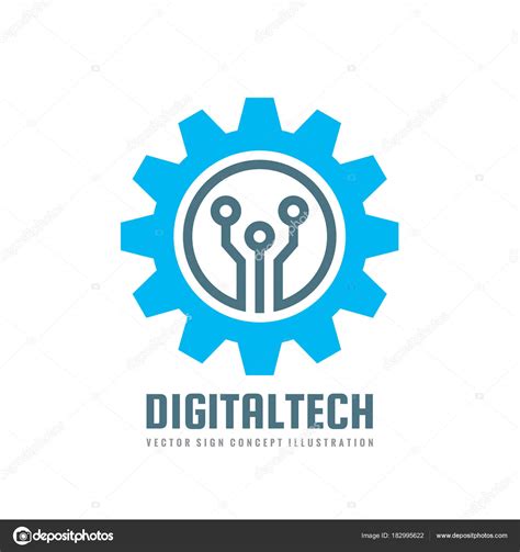 Digital Tech Vector Business Logo Template Concept Illustration Gear