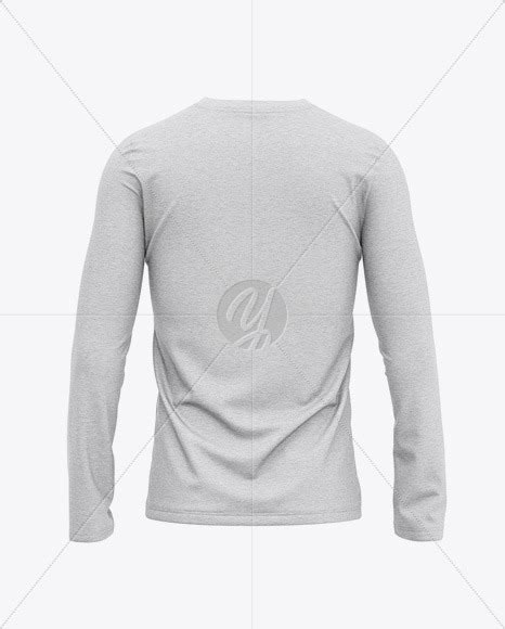 Mens Heather Long Sleeve T Shirt Back View In Apparel Mockups On