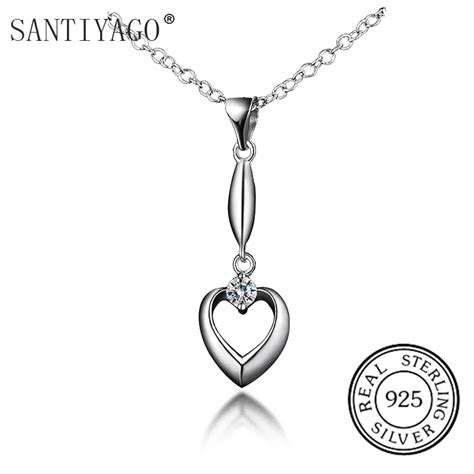 love heart necklace women 925 sterling silver heart pendant silver chain necklace popular