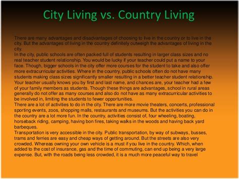 Disadvantages of living in a big city. Living in the city versus country