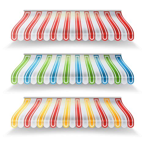 Striped Awnings Vector Set Large Striped Awnings For Shop And Market