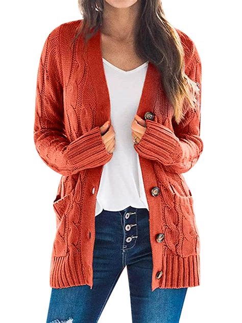 LilyLLL - LilyLLL Womens Long Sleeve Button Knit Cardigan Open Front 