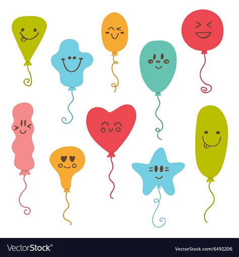 Happy Cute Colored Balloons Birthday Balloons Vector Image