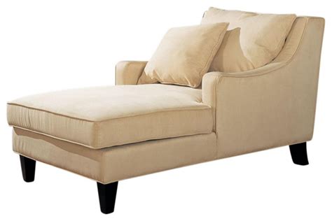 Microfiber Sloping Track Arms Chaise Lounge With Lumbar Pillow Beige