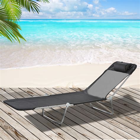 Adjustable Folding Outdoor Reclining Beach Sun Lounge Chair Bed