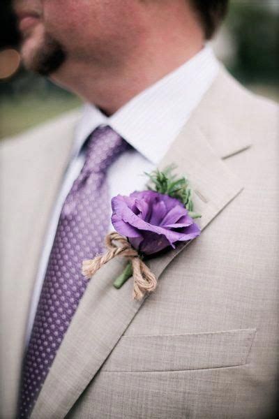 A Simple Boutonniere Using Purple Lisianthus Fresh Herbs Tied With