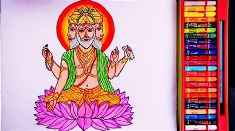 Time Lapse Painting Of Lord Brahma Easily Drawing Of God Brahma By