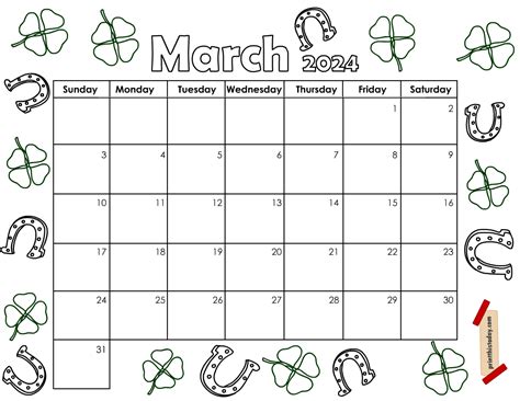Free Printable March 2024 Monthly Calendar Pages