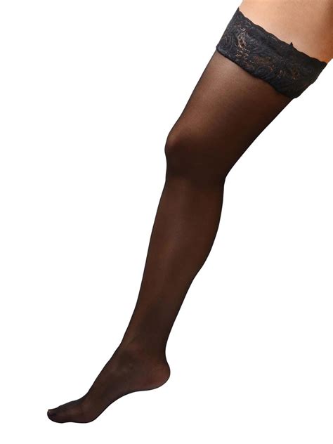 Womens Plus Size Hosiery Sheer Lace Top Black Thigh High Stockings For