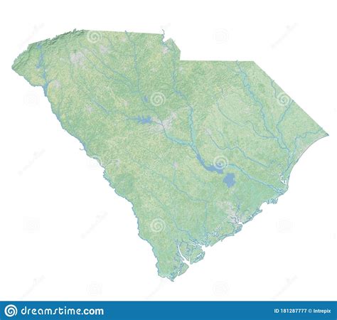High Resolution Topographic Map Of South Carolina Stock Illustration
