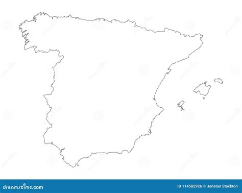 Silueta Del Contorno Del Mapa Del Vector De España Stock De Ilustración