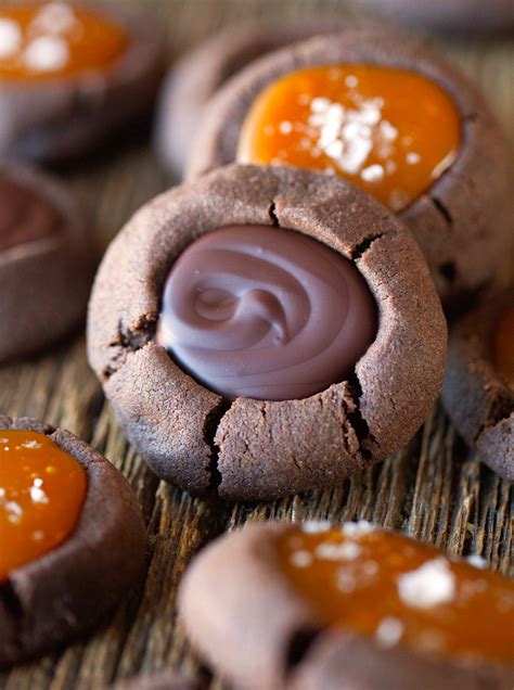 Salted Caramel Chocolate Filled Thumbprint Cookies Deliciously Yum