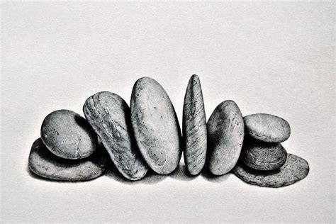 Graphite Drawings Stunning Artwork Of Stacked Rocks