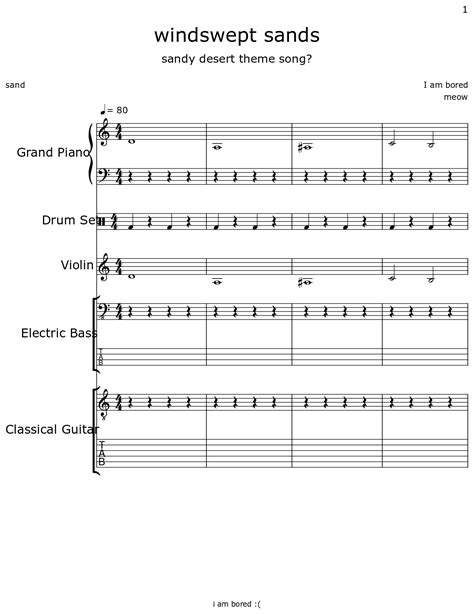 Windswept Sands Sheet Music For Piano Drum Set Violin Electric