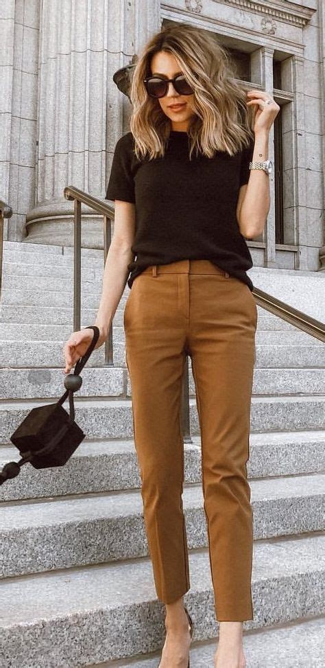 Black T Shirt And Brown Dress Pants Outfit Fashion Style 10