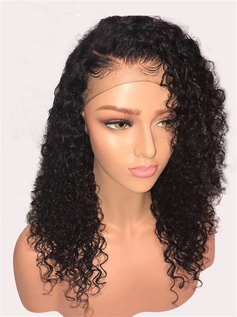 Sexy Curly Brazilian Remy Hair Density X Lace Frontal Wigs With