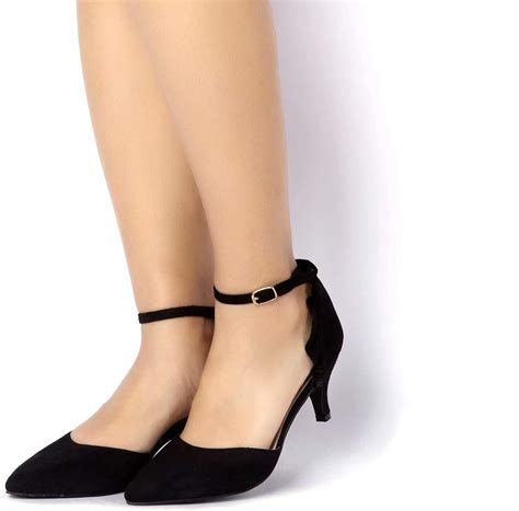 maxmuxun womens ankle strap kitten heel dress pumps court shoes uk shoes and bags