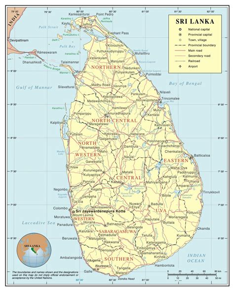 grande detallado mapa político y administrativo de sri lanka con carreteras ferrocarriles