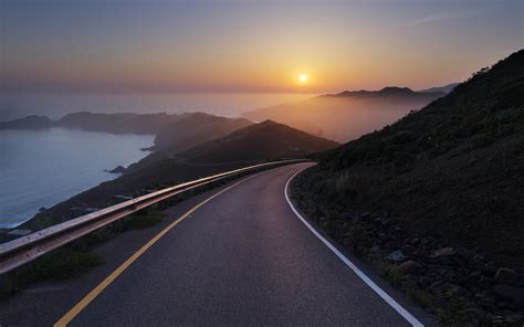 Free Download Long Road Sunset Hd Wallpaper 2880x1800 For Your