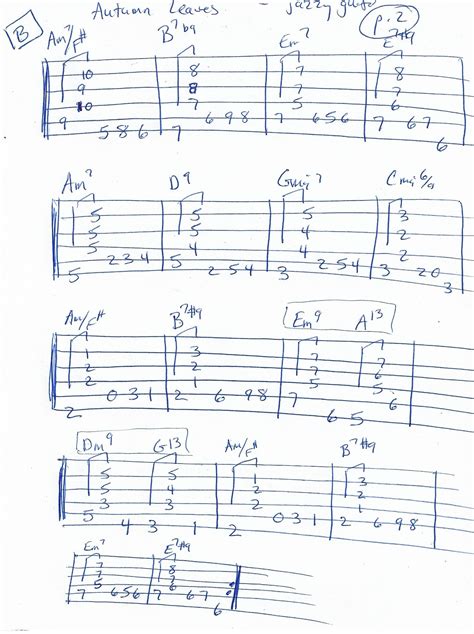 Autumn Leaves Jazzy Guitar Tab In Em Page 2 Of 2 Guitar Tabs