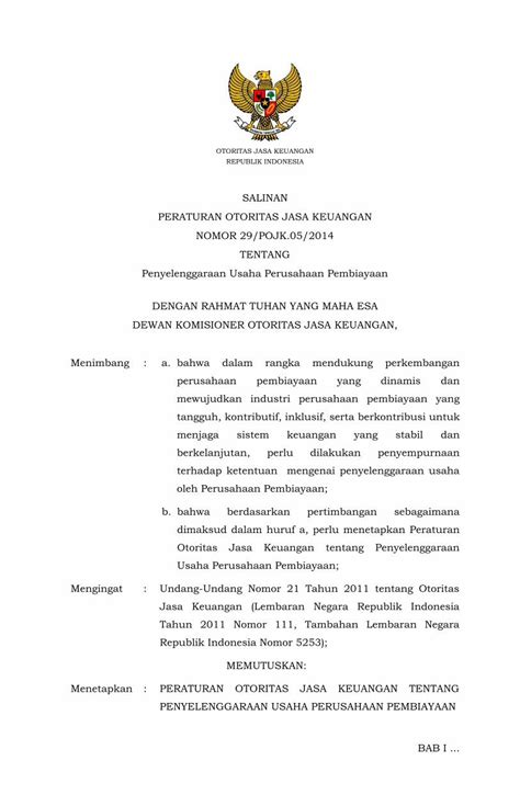 Pdf Salinan Peraturan Otoritas Jasa Keuangan Tindakan Pengurus