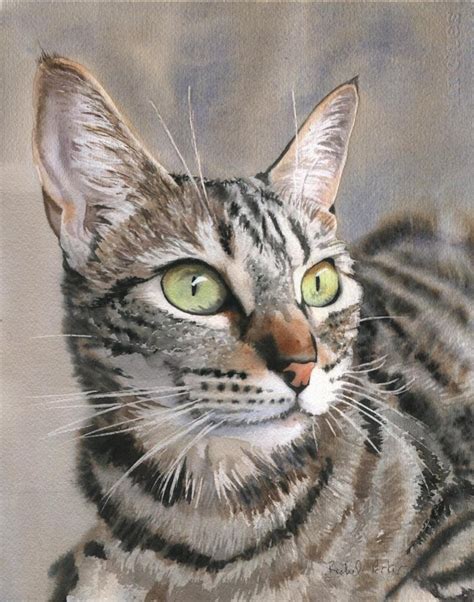 Tabby Cat Art Print Of My Watercolor Painting Brown Gray Black Etsy