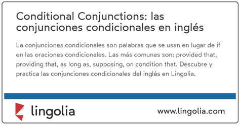 Conditional Conjunctions Las Conjunciones Condicionales En Inglés