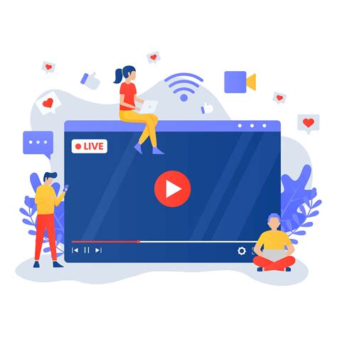 Live Streaming Flat Design With People Around Screen 1257165 Vector Art