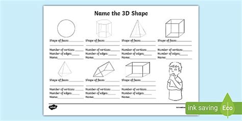 Shape Names 3d Shapes Worksheet Primary Resources