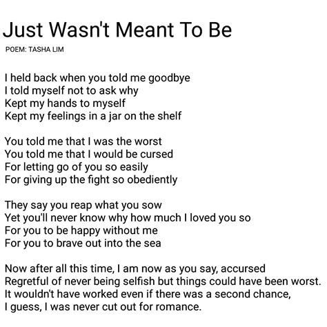 Poem 72 Just Wasnt Meant To Be