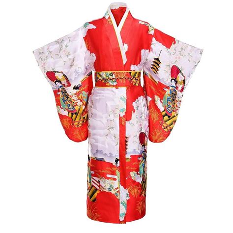 Traditional Japanese Women Kimono Printed Yukata Bath Robe Vintage