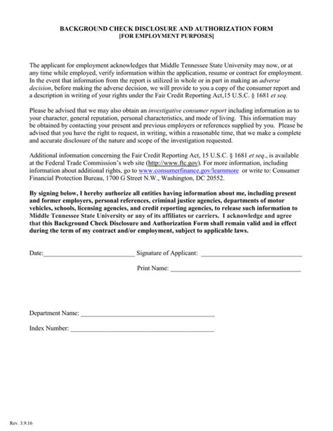 Background Check Disclosure And Authorization Form