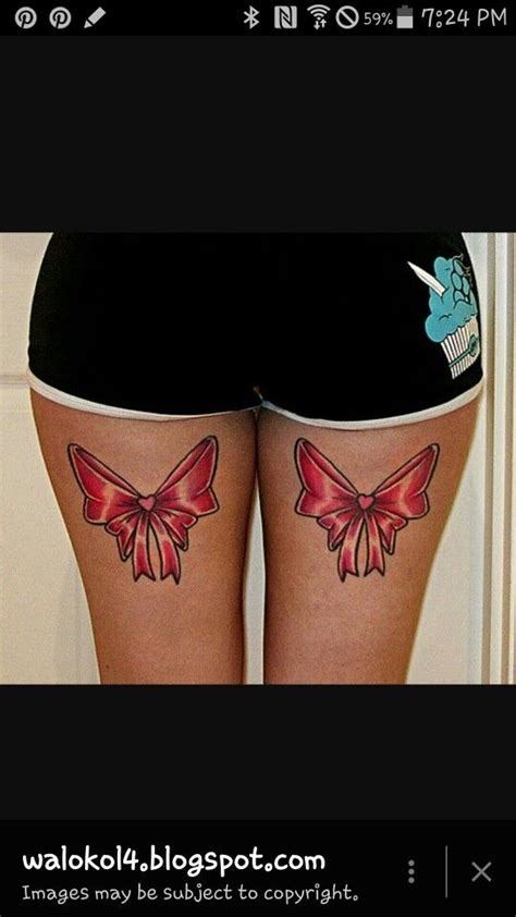 Red Bow Thigh High Tattoo Bow Tattoo Thigh Lace Bow Tattoos Bow