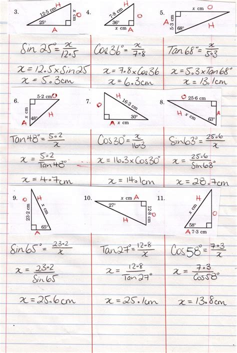 Trigonometry Ratios Practice Sheets