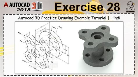Autocad 3d Practice Drawing Exercise 28 Autocad 3d Example Tutorial