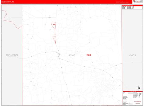 King County Tx Zip Code Wall Map Red Line Style By Marketmaps