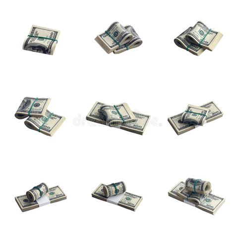 Big Set Of Bundles Of Us Dollar Bills Isolated On White Collage With