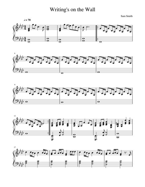 Sam Smith Writing S On The Wall Sheet Music For Piano Download Free In Pdf Or Midi