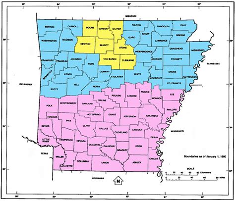 Arkansas Color Coded Map