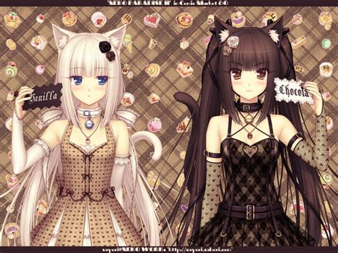 In This Anime Wallpaper The Nekomimi Sisters Chocola And