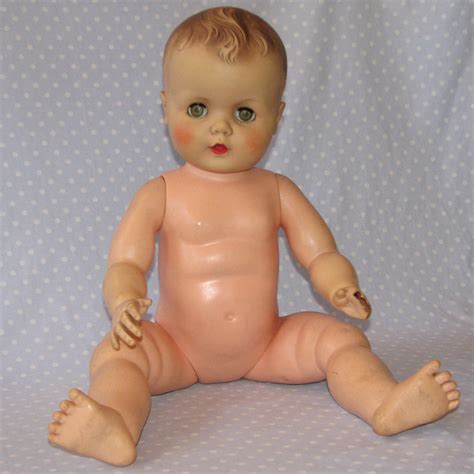 Vintage Large Baby Doll Rubber Green Eyes Close Etsy