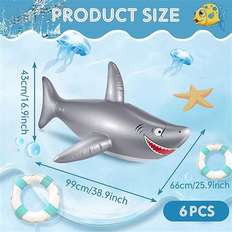 Kryc Inflatable Shark Float Pool Toy 40 Inch Pvc Large Shark Birthday