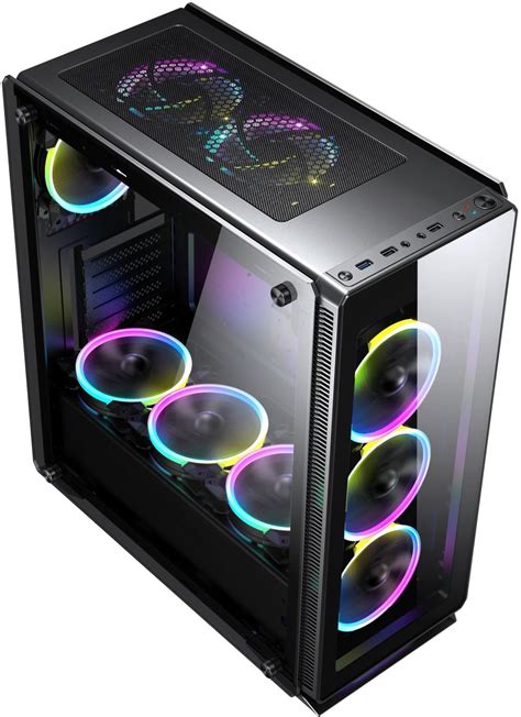 Sahara P35 Black Atx Tempered Glass Argb Gaming Case Novatech