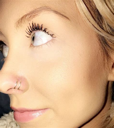 Double Hoop Nose Ring For Single Piercing Silver Etsy Nose Piercing Hoop Double Nose