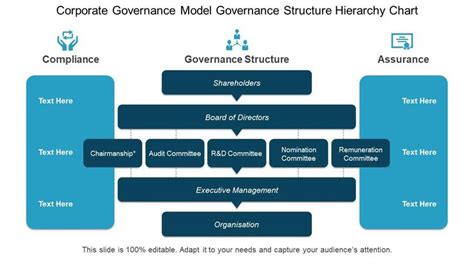 Corporate Governance Model Governance Structure Hierarchy Chart Ppt